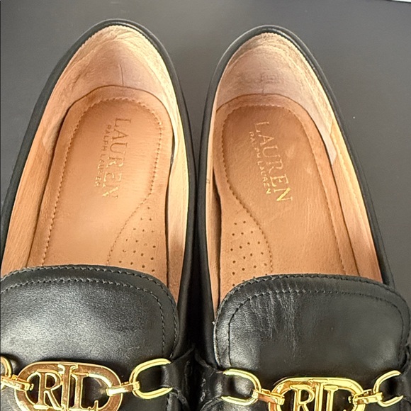 Lauren Ralph Lauren Black Loafers with Gold Emblem - Picture 8 of 8